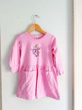 Y2K Dharma Trading Co. Vintage Pink Long Sleeve Fairy Embroidered Pocket Dress